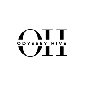 Odyssey Hive Logo Monogram in Black with a Transparent Background